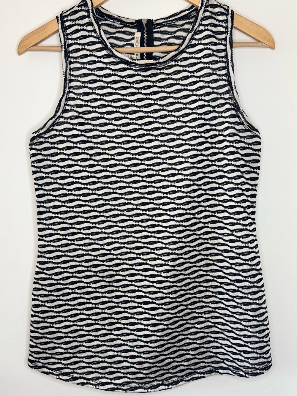 Rachel By Rachel Roy Knit Racer Back Tank Black & White Graphic Print Large mod